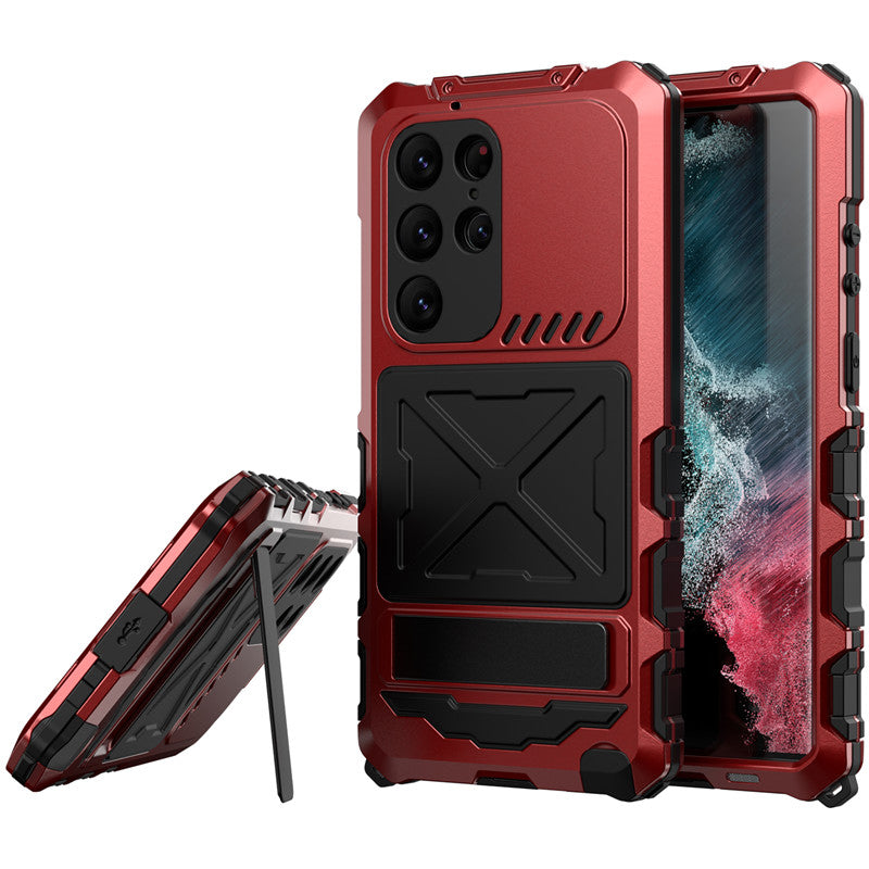 For Samsung Galaxy S23 Ultra Metal TPU Phone Case Anti-Drop Shockproof Phone Cover with Kickstand For Samsung Galaxy S23 Ultra Metal TPU Phone Case Anti-Drop Shockproof Phone Cover with Kickstand